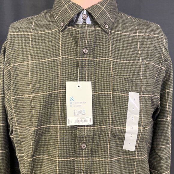 Croft & Barrow Men's Green Flannel Shirt/Button Up Sz S SKU 4956 - Picture 3 of 6